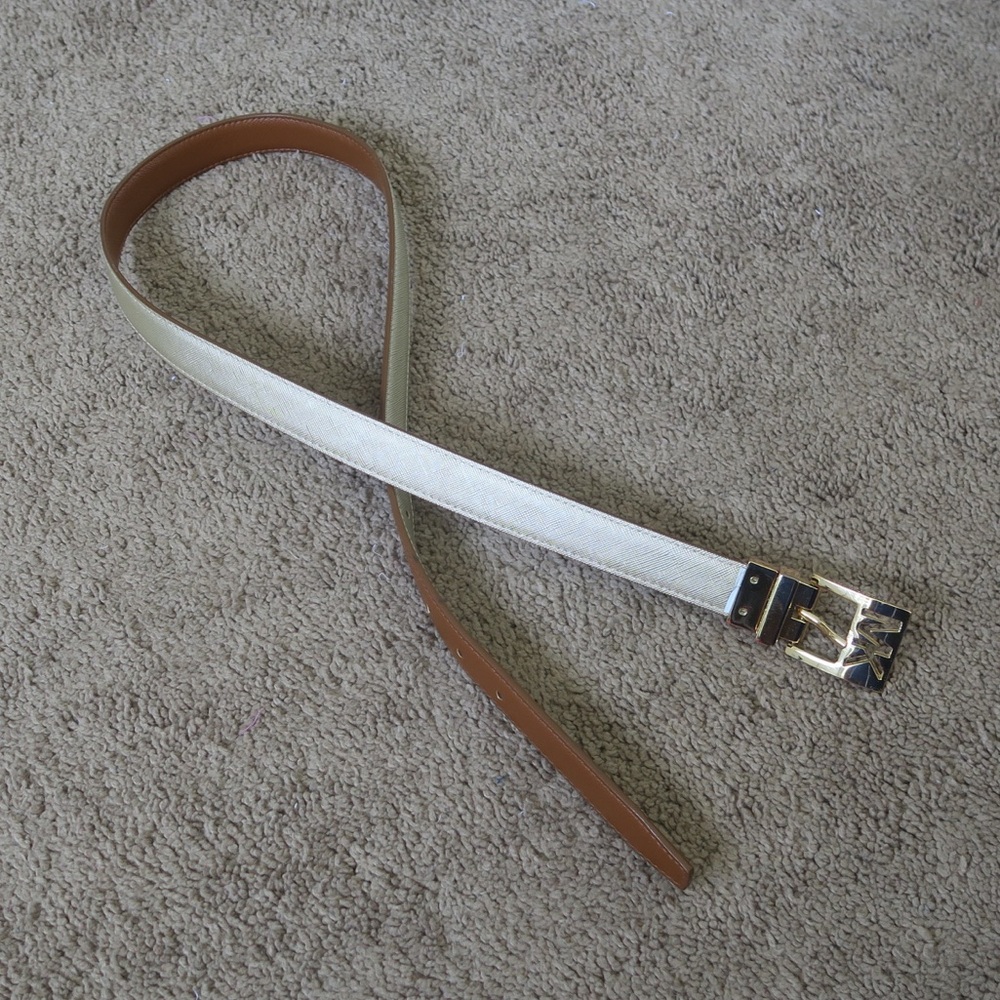 Michael Kors Brown and Gold Reversible Belt